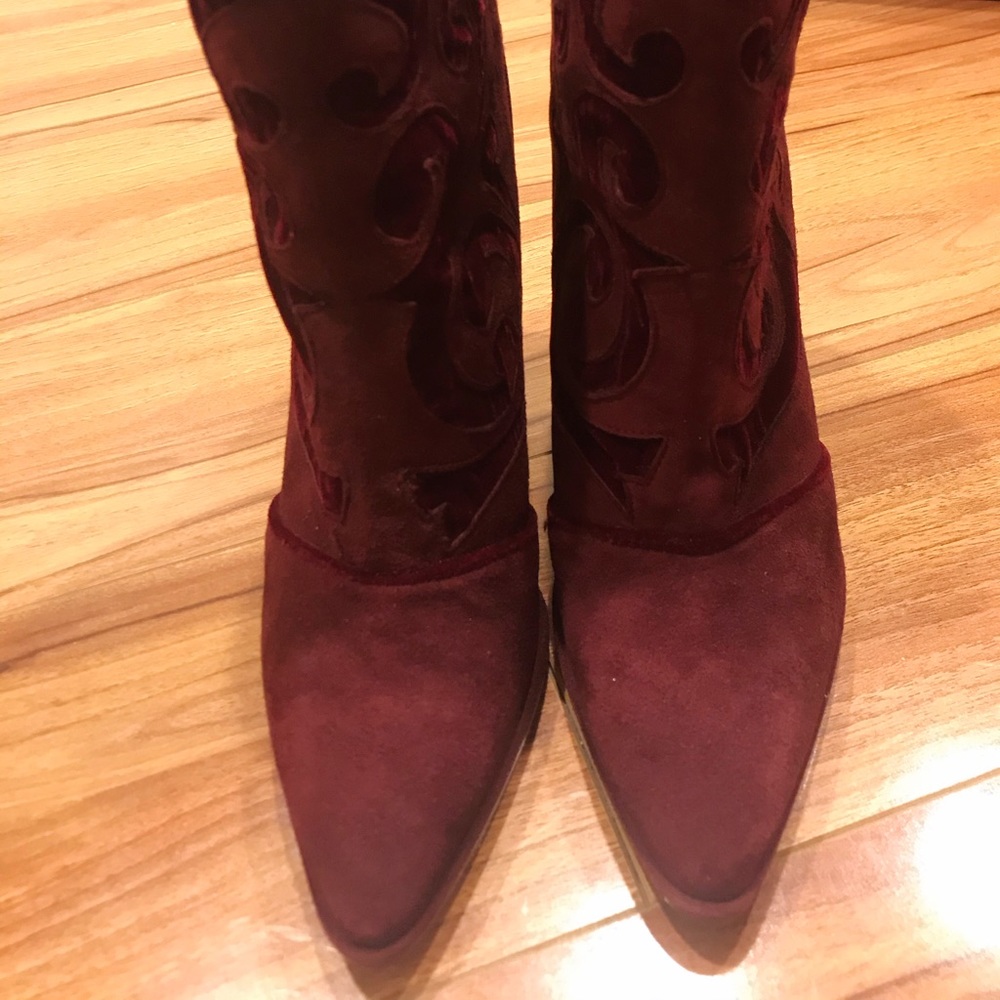 Stuart Weitzman Suede Block Heel Bordx Bootie - image 3